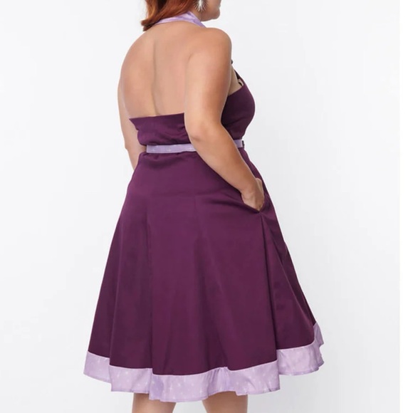 Unique Vintage The Jetsons Jane Purple 60's Retro Halter Pinup Swing Dress 1X 16 - Picture 10 of 16